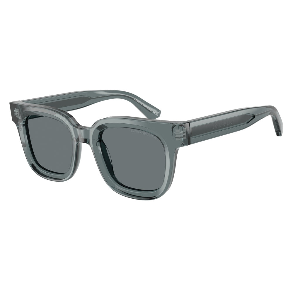 Emporio Armani Womens Square Shape Snuglasses In Transparent Light Blue/Light Grey