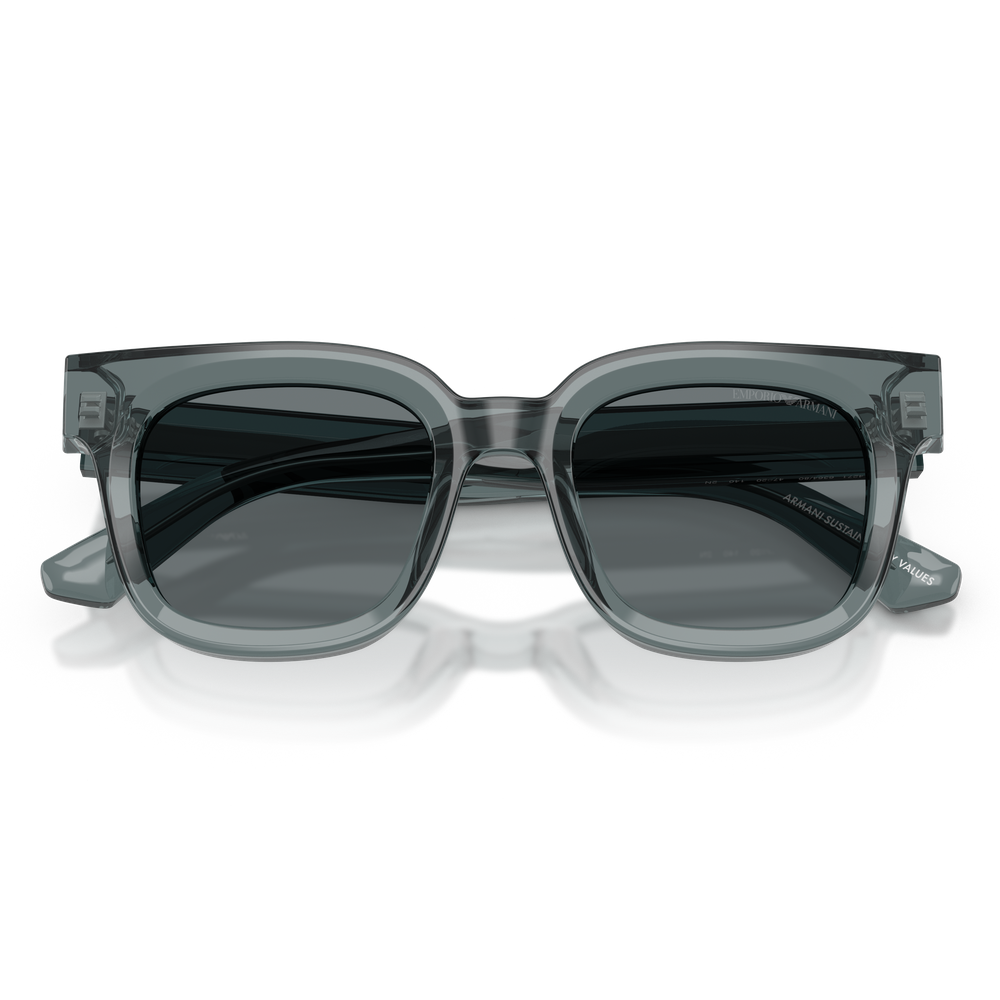 Emporio Armani Womens Square Shape Snuglasses In Transparent Light Blue/Light Grey