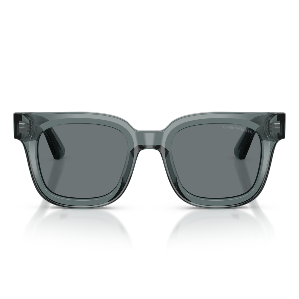 Emporio Armani Womens Square Shape Snuglasses In Transparent Light Blue/Light Grey