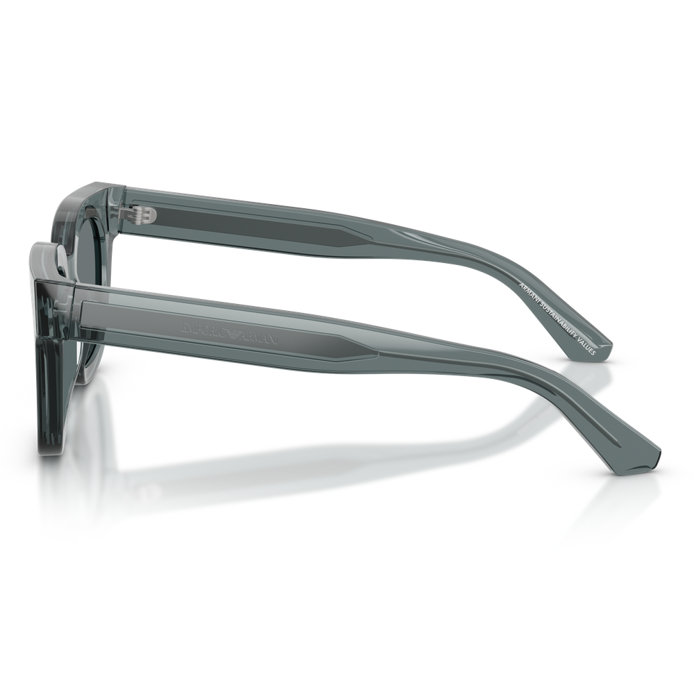Emporio Armani Womens Square Shape Snuglasses In Transparent Light Blue/Light Grey