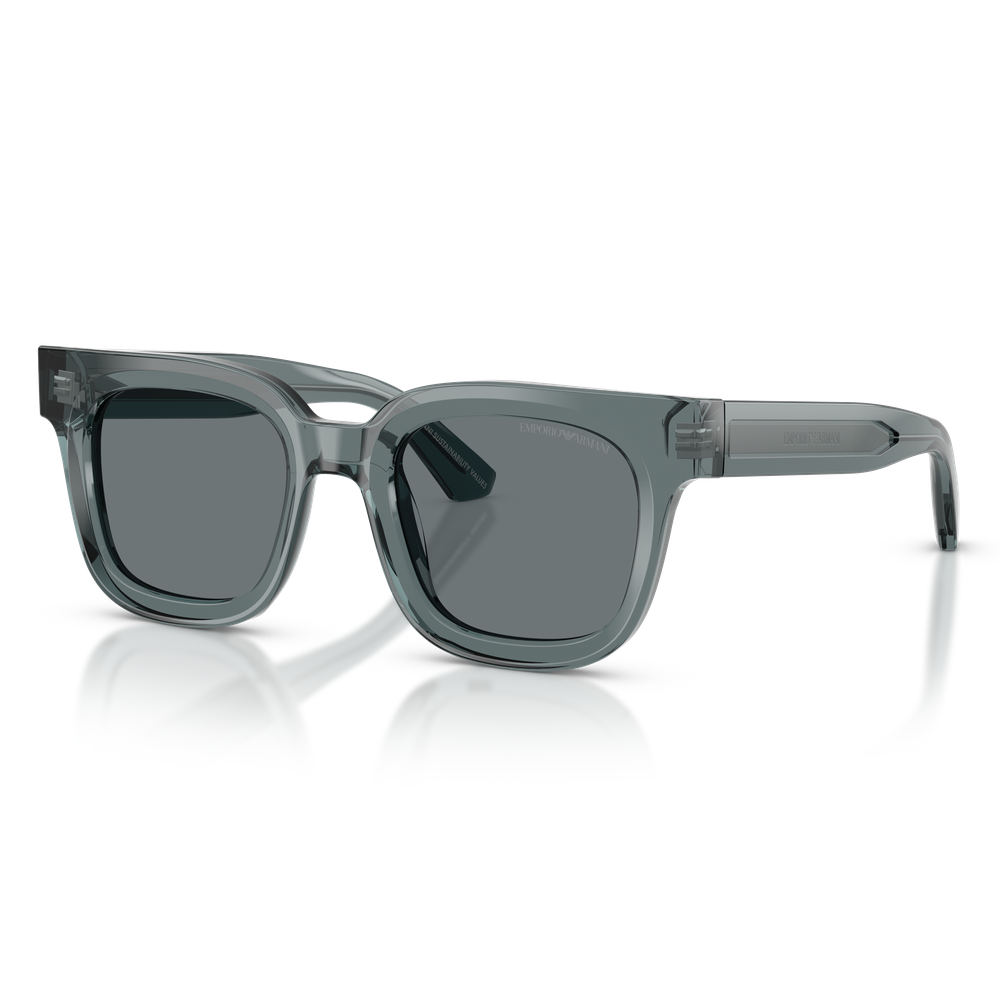 Emporio Armani Womens Square Shape Snuglasses In Transparent Light Blue/Light Grey