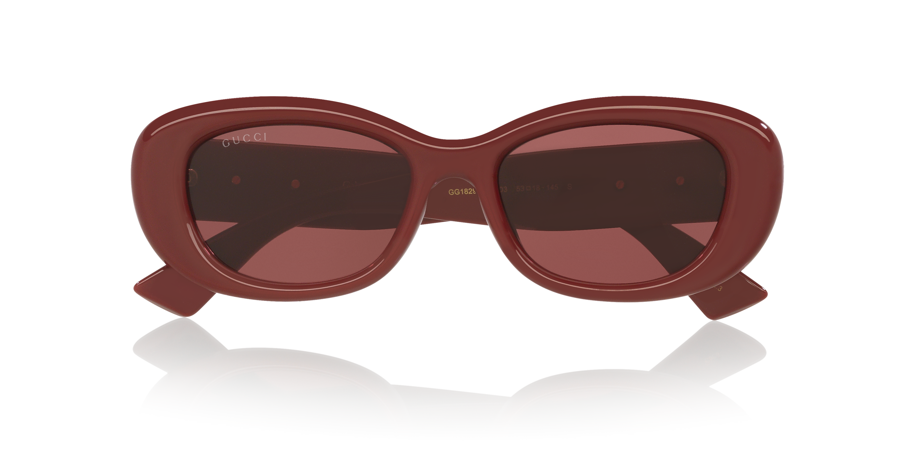 Gucci Oval Sunglasses In Burgundy
