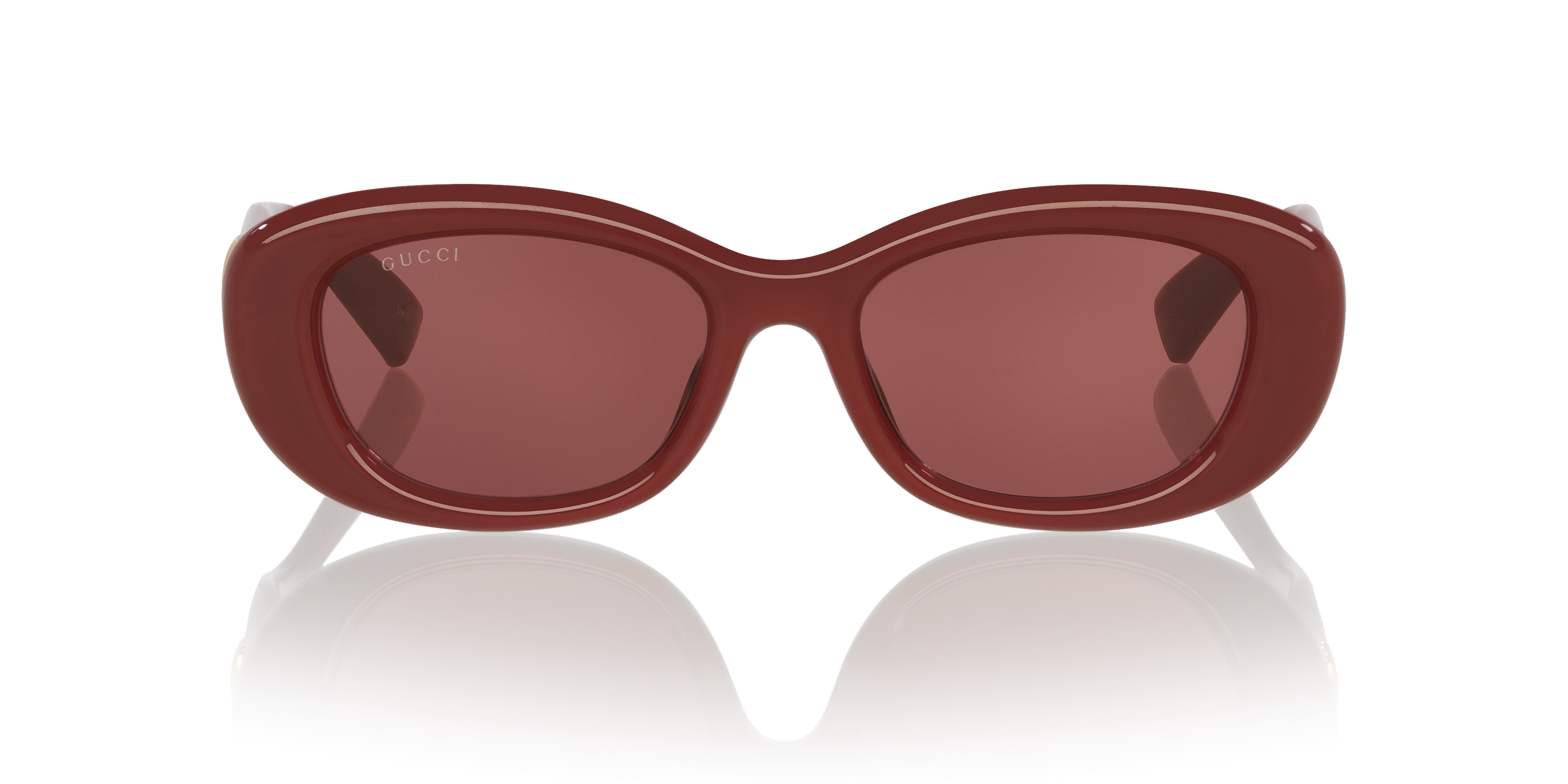 Gucci Oval Sunglasses In Burgundy