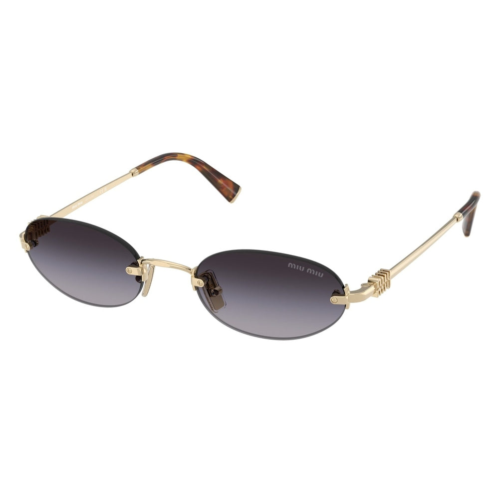Miu Miu Petite Oval Womens Sunglasses In Gold