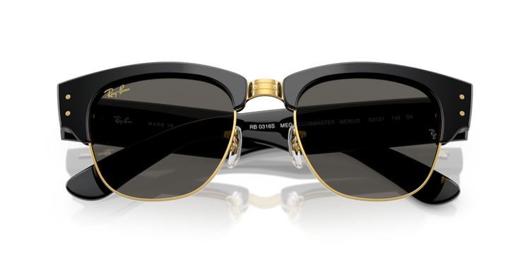 Ray-Ban Mega Clubmaster Unisex Sunglasses In Black on Gold