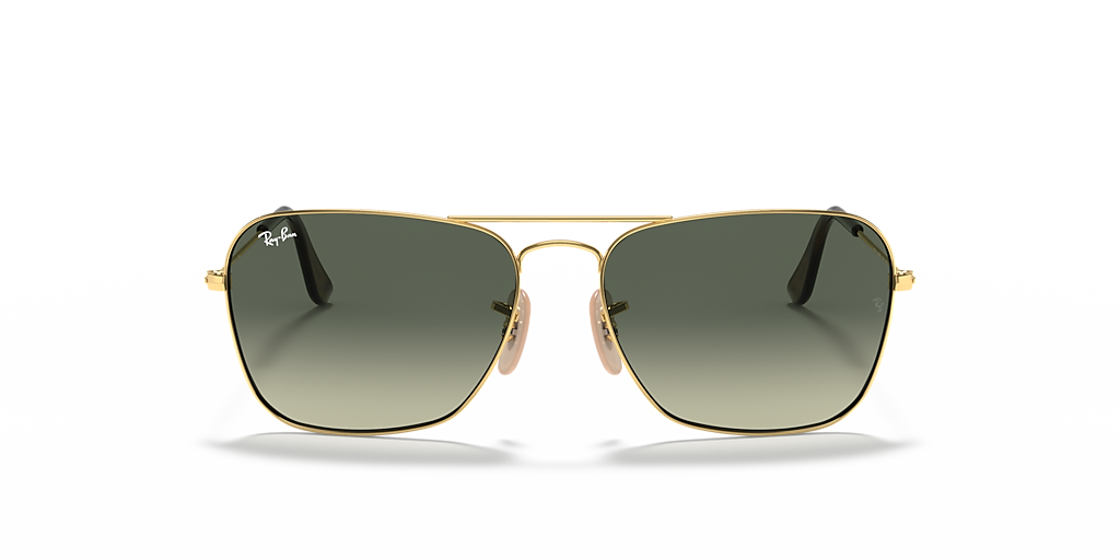 Ray-Ban Caravan Light Grey Lens Sunglasses For Men In Gold