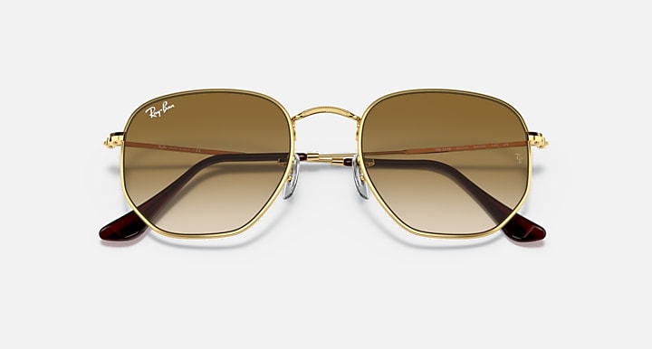 Ray-Ban Unisex Hexagonal Sunglasses In Gold