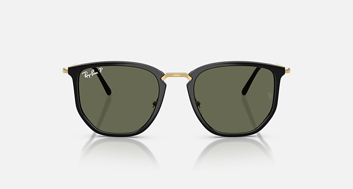 Ray-Ban Irregular Frame Sunglasses In Black & Arista Gold