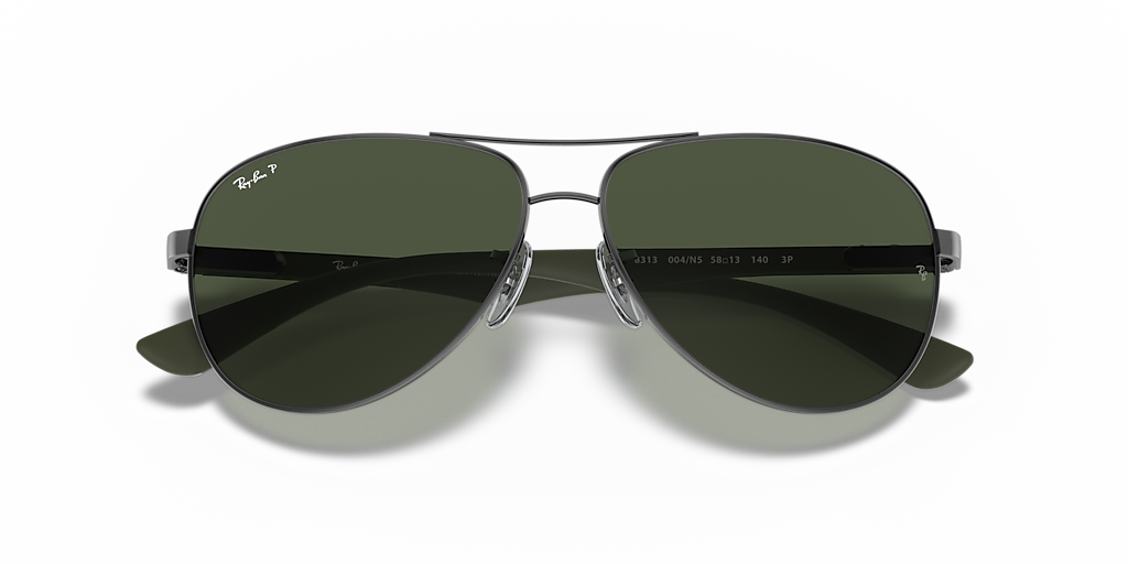 Ray-Ban Gun Metal Frame Carbon Fibre Sunglasses For Men In Olive