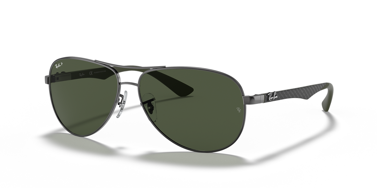 Ray-Ban Gun Metal Frame Carbon Fibre Sunglasses For Men In Olive