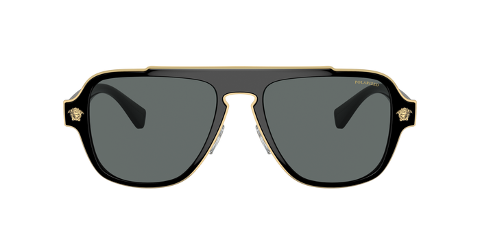 Versace Mens Polarized Round Sunglasses In Black/Gold