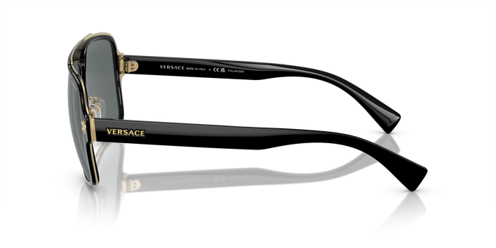 Versace Mens Polarized Round Sunglasses In Black/Gold
