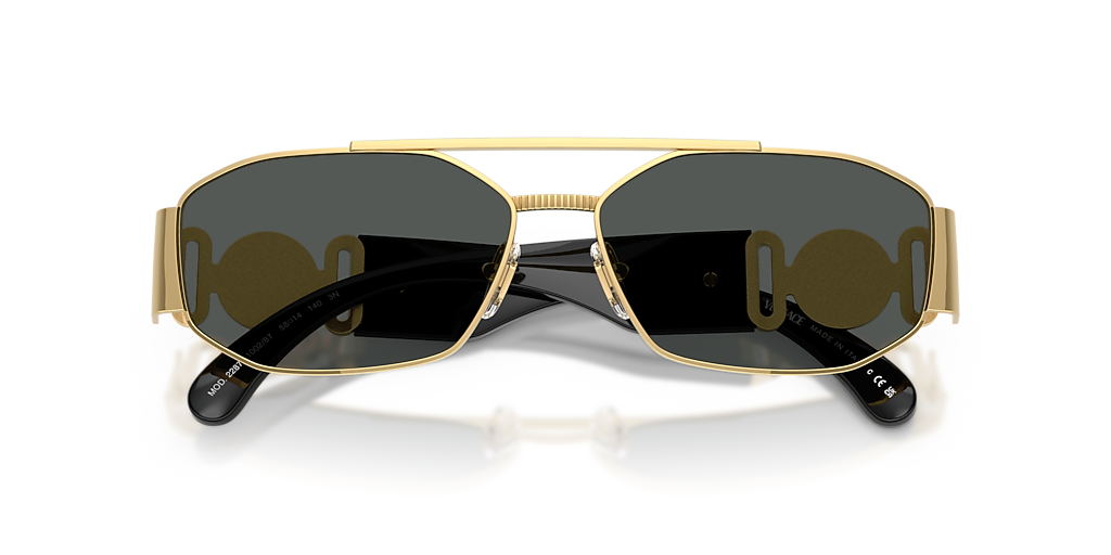 Versace Unisex Grey Lens Sunglasses In Gold