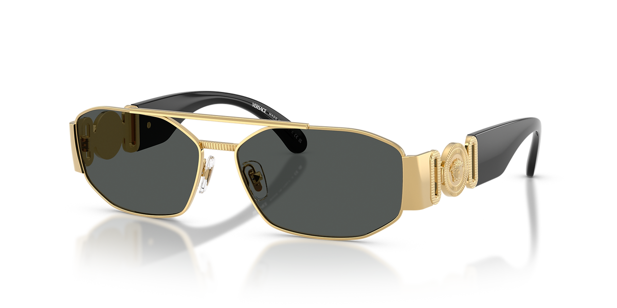 Versace Unisex Grey Lens Sunglasses In Gold