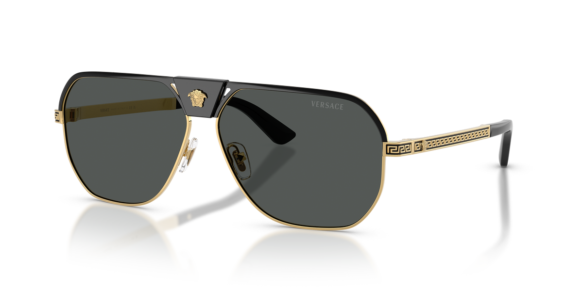 Versace Square Metal Sunglasses In Black