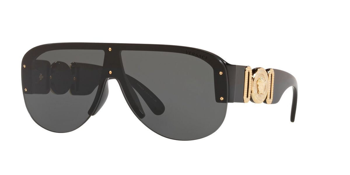 Versace Mens Shield Sunglasses In Black/Gold