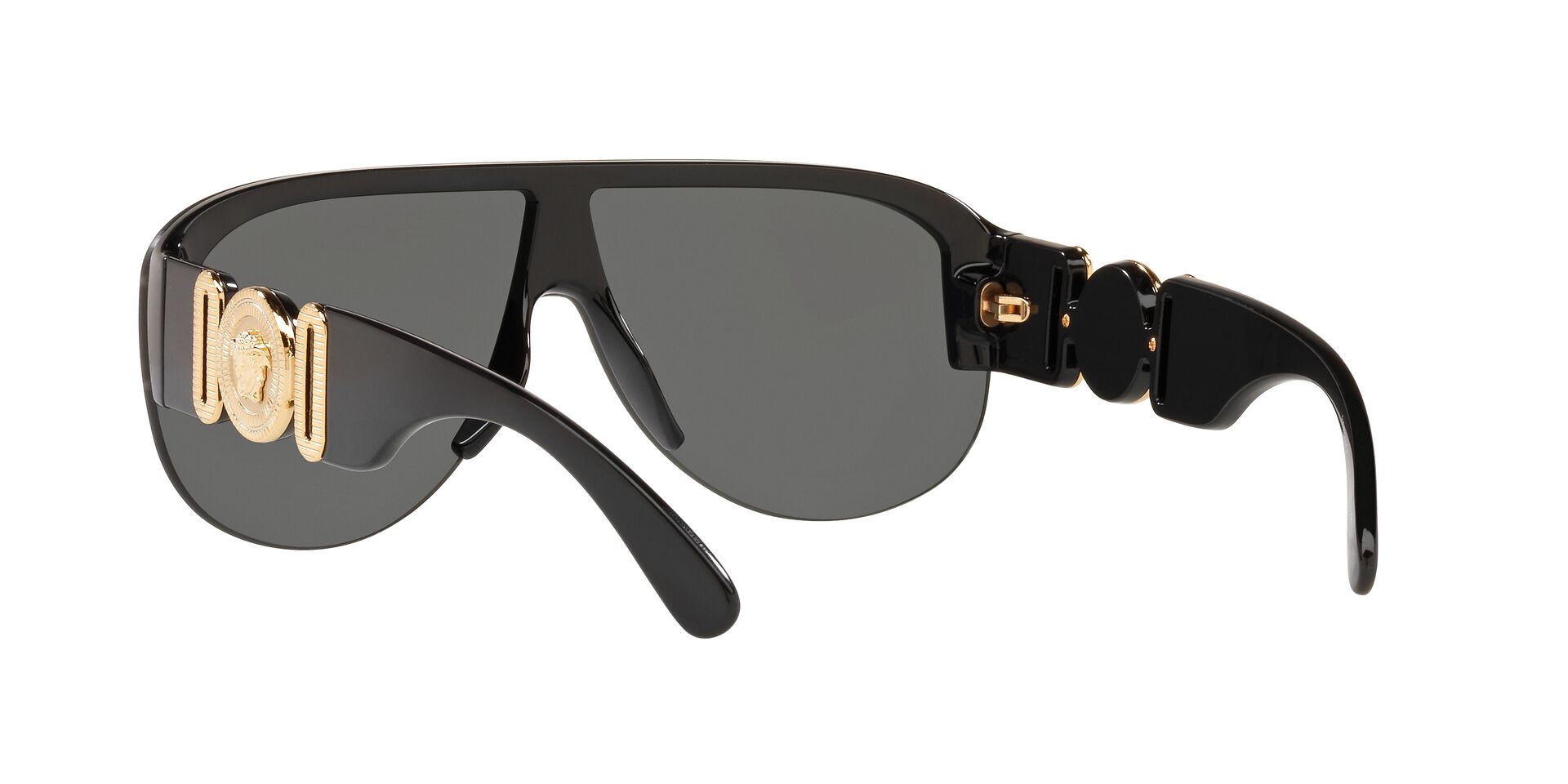 Versace Mens Shield Sunglasses In Black/Gold