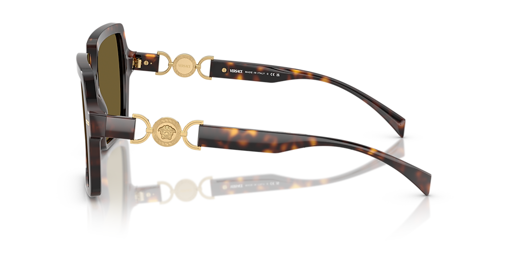 Versace Womens Square Frame Sunglasses In Brown & Gold