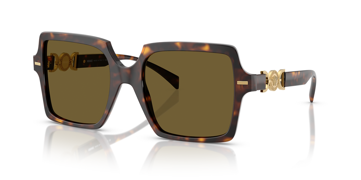 Versace Womens Square Frame Sunglasses In Brown & Gold