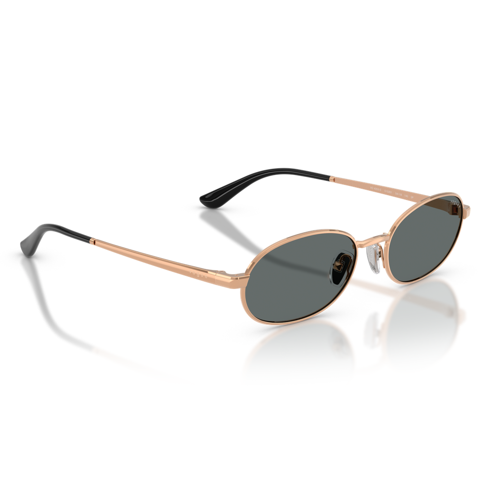 Vogue Womens Dark Grey Lens Polarized Sunglasses In Rose Gold