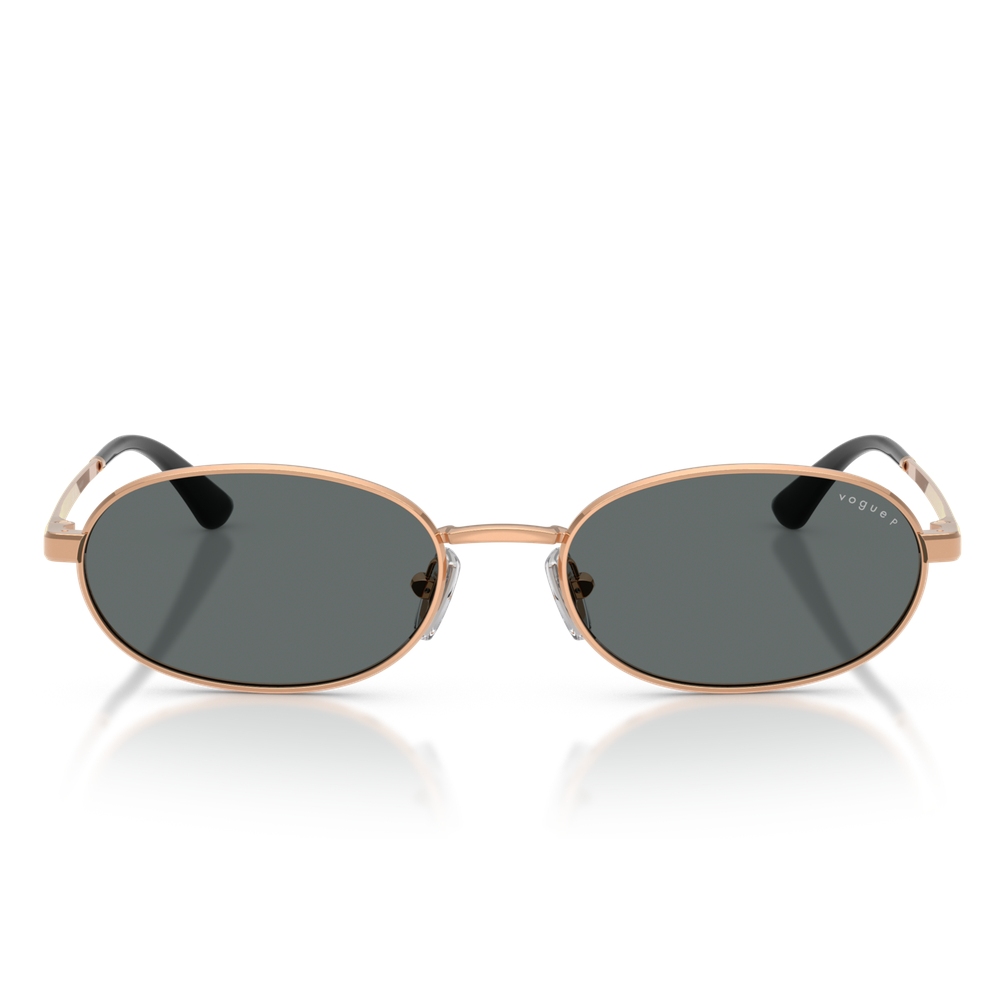Vogue Womens Dark Grey Lens Polarized Sunglasses In Rose Gold