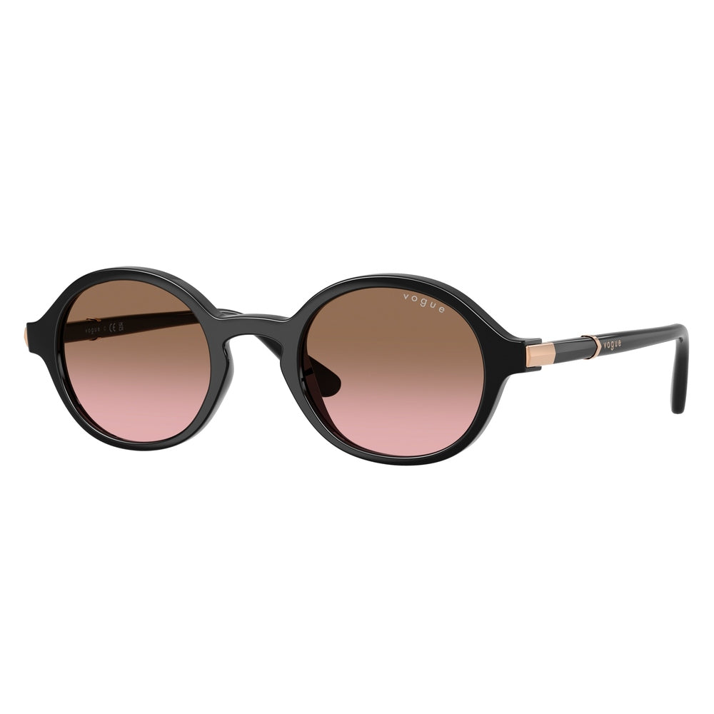 Vogue Womens Round Frame Sunglasses In Black & Rose Gold