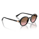 Vogue Womens Round Frame Sunglasses In Black & Rose Gold