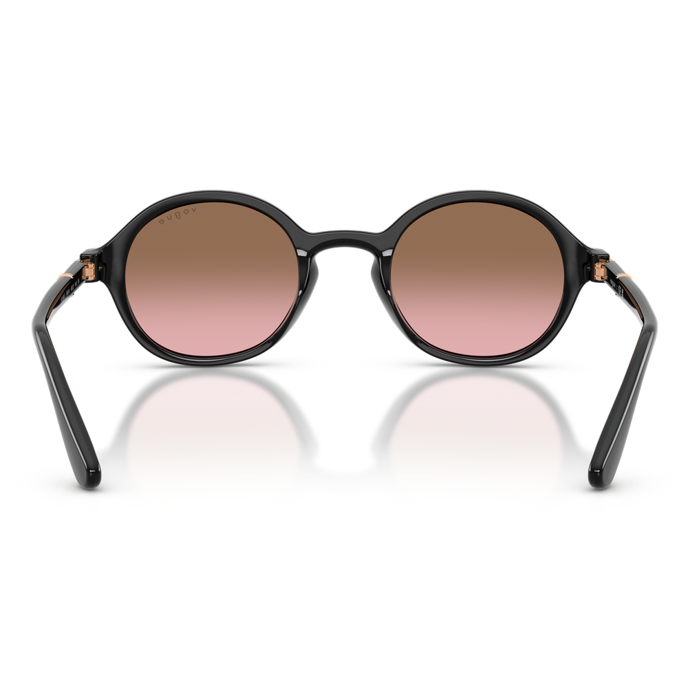 Vogue Womens Round Frame Sunglasses In Black & Rose Gold