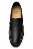 Zerga Mens Topspin Penny Leather Shoes In Black