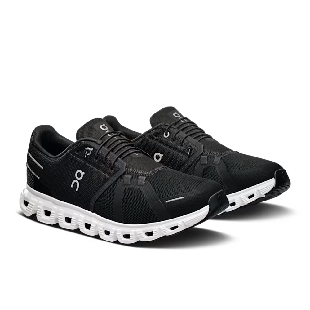 On Mens Cloud 6 Sneakers In Black/White