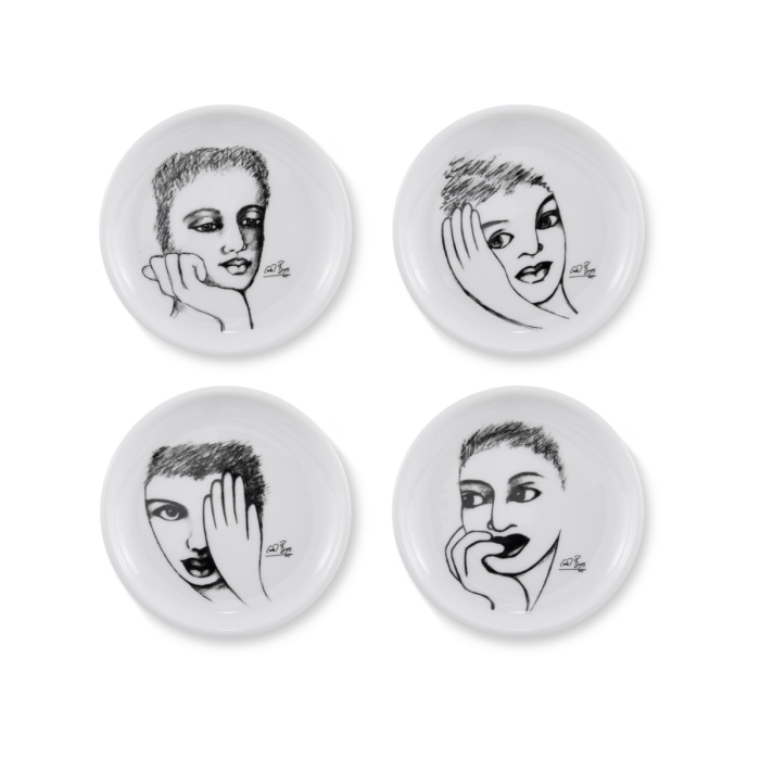 Carrol Boyes Sketchbook Set Of 4 Rimmed Coasters In White