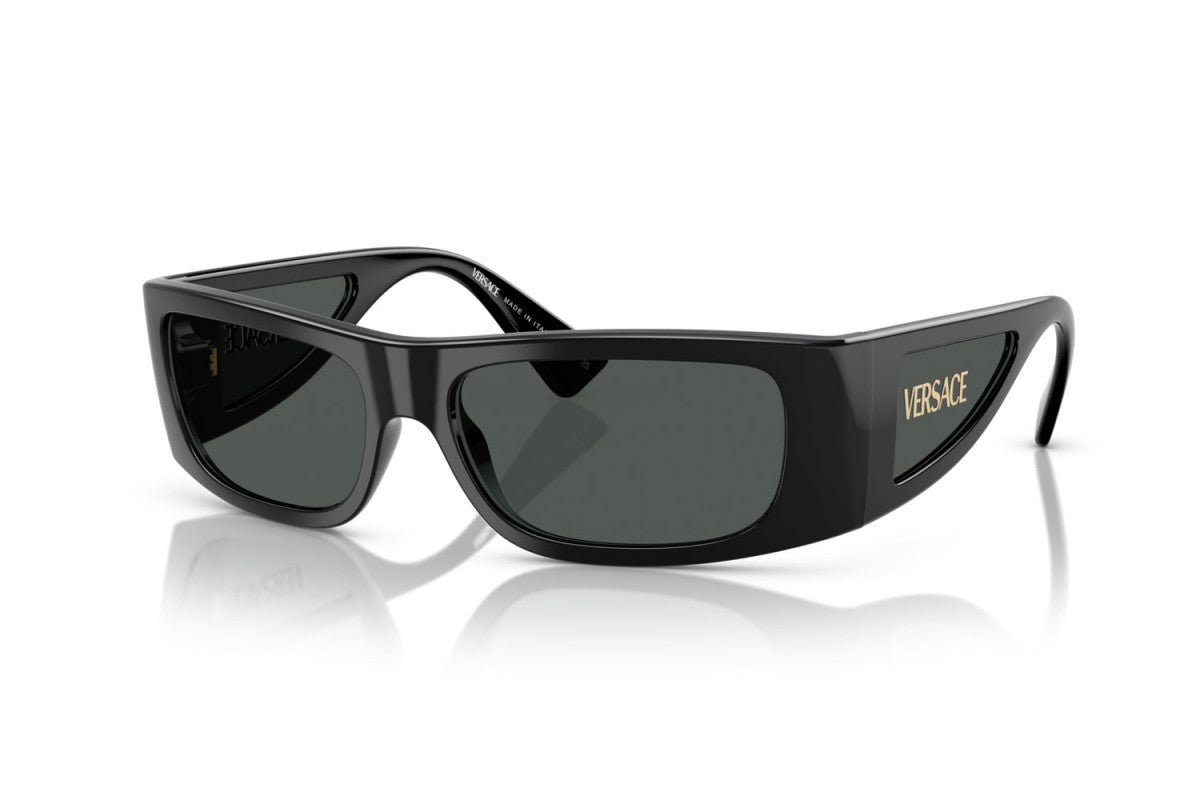 Versace Rectangular Unisex Sunglasses In Black