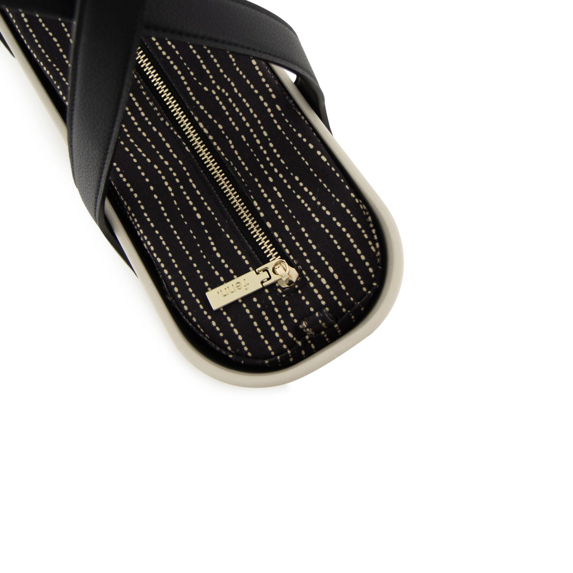 Fenn Gold Zip Black Handle Tote Black