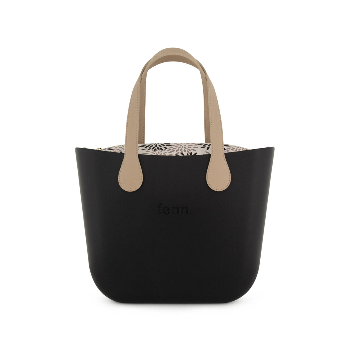 Fenn Light Stone Print Gold Zip Handbag In Black