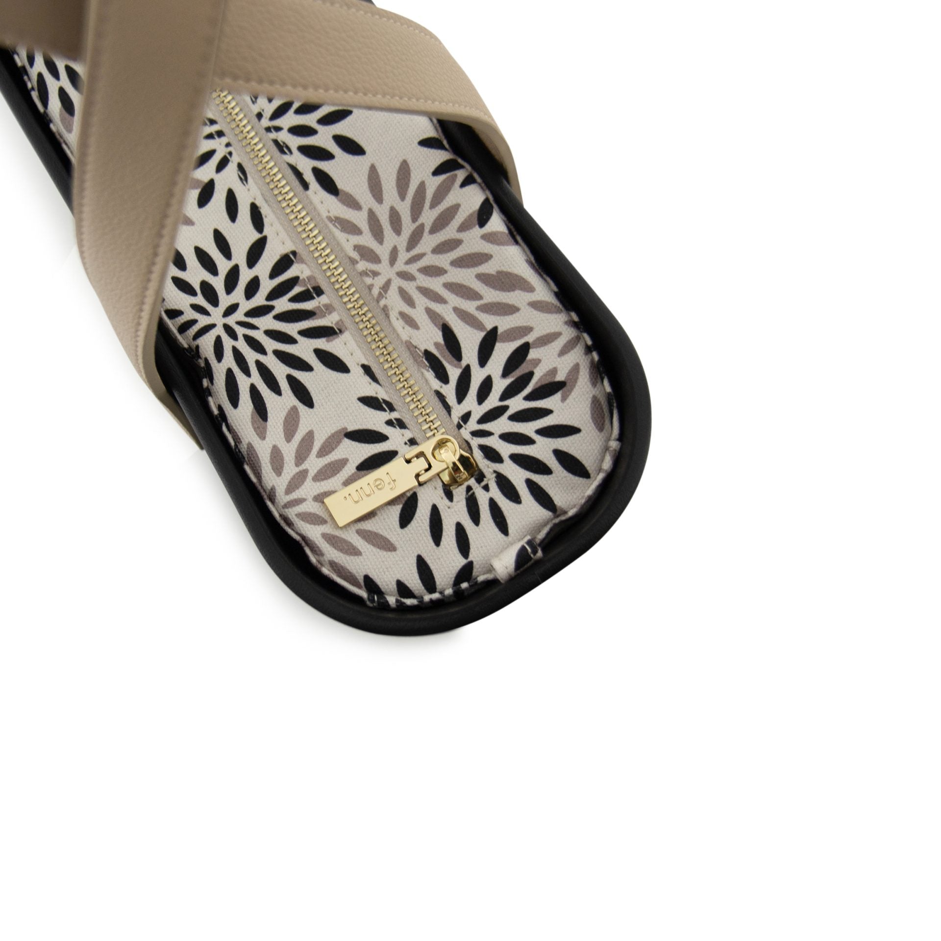 Fenn Light Stone Print Gold Zip Handbag In Black