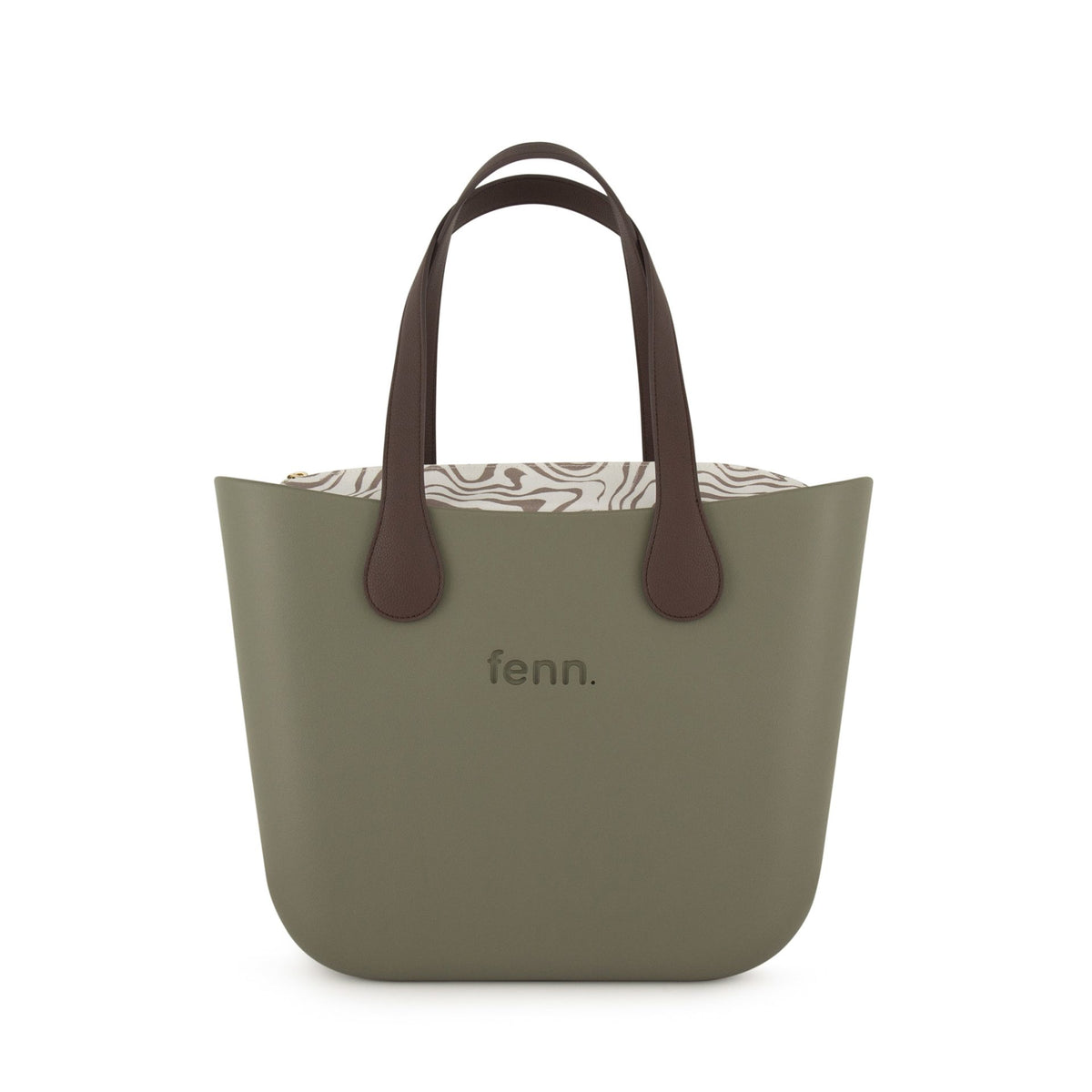 Fenn Gold Zip Chocolate Handle Tote Bag In Watercress