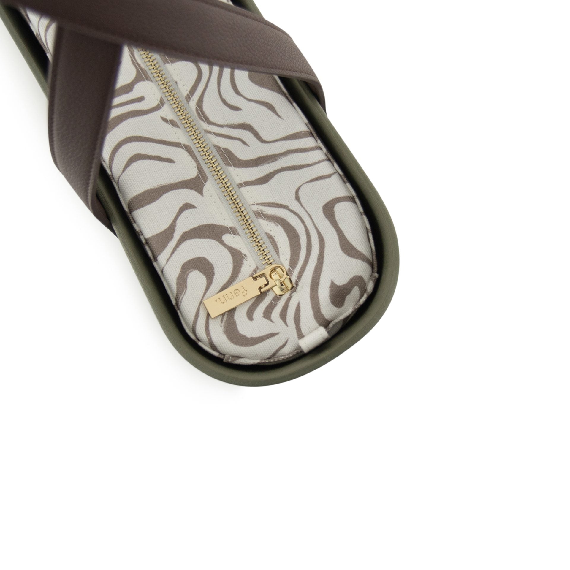Fenn Gold Zip Chocolate Handle Tote Bag In Watercress