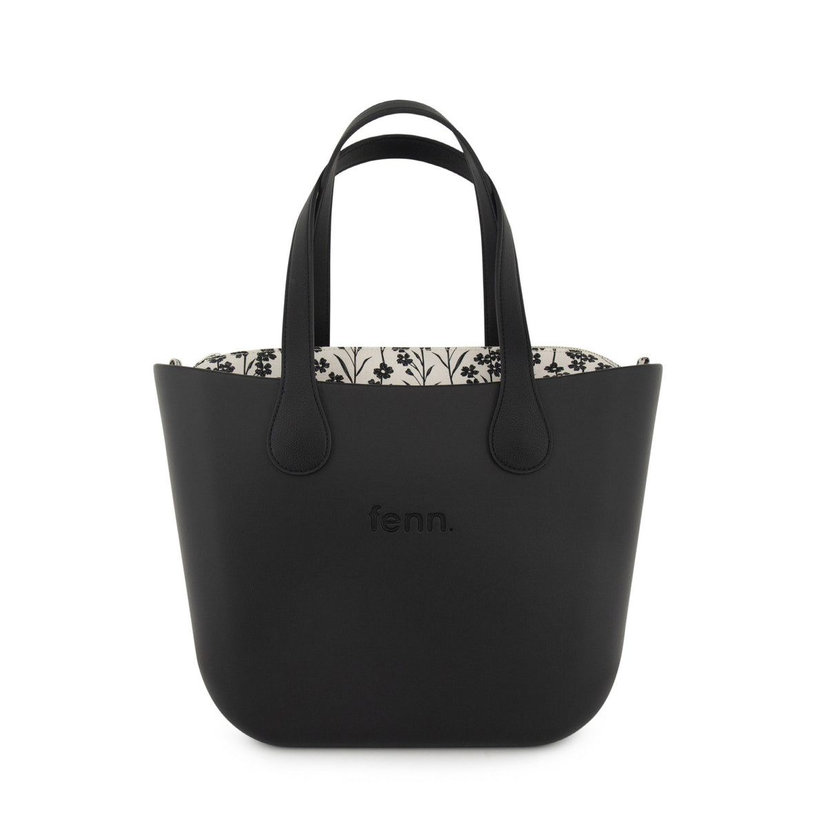 Fenn Silver Zip Black Handle Tote Bag in Black