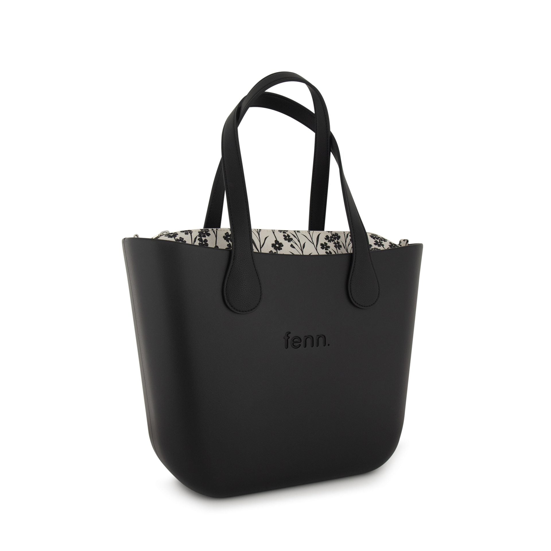 Fenn Silver Zip Black Handle Tote Bag in Black