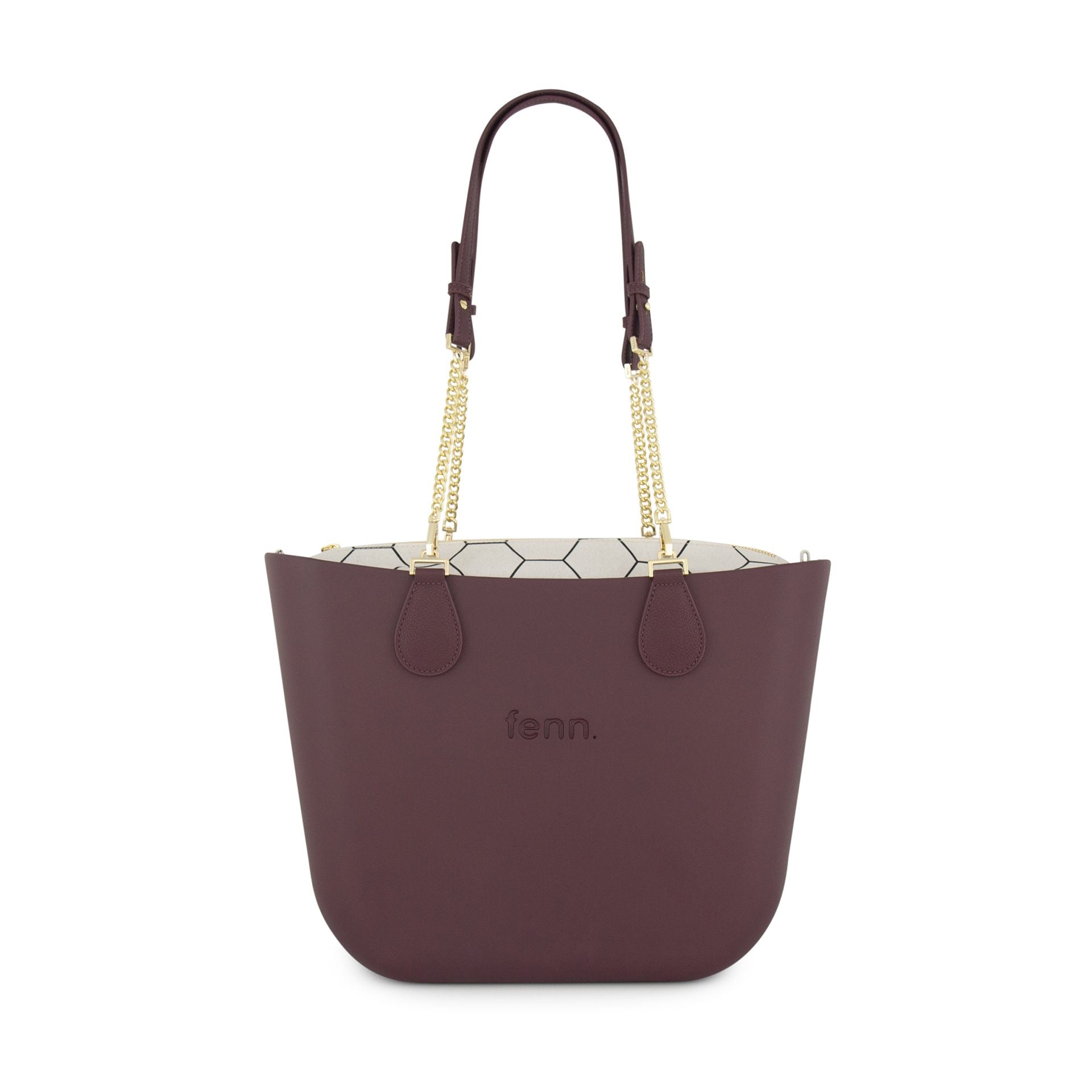 Fenn Gold Chain Pattern Print Tote Bag In Purple