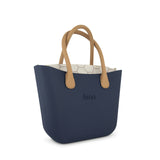 Fenn Gold Zip Tan Handle Tote Bag In Navy