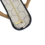 Fenn Gold Zip Tan Handle Tote Bag In Navy