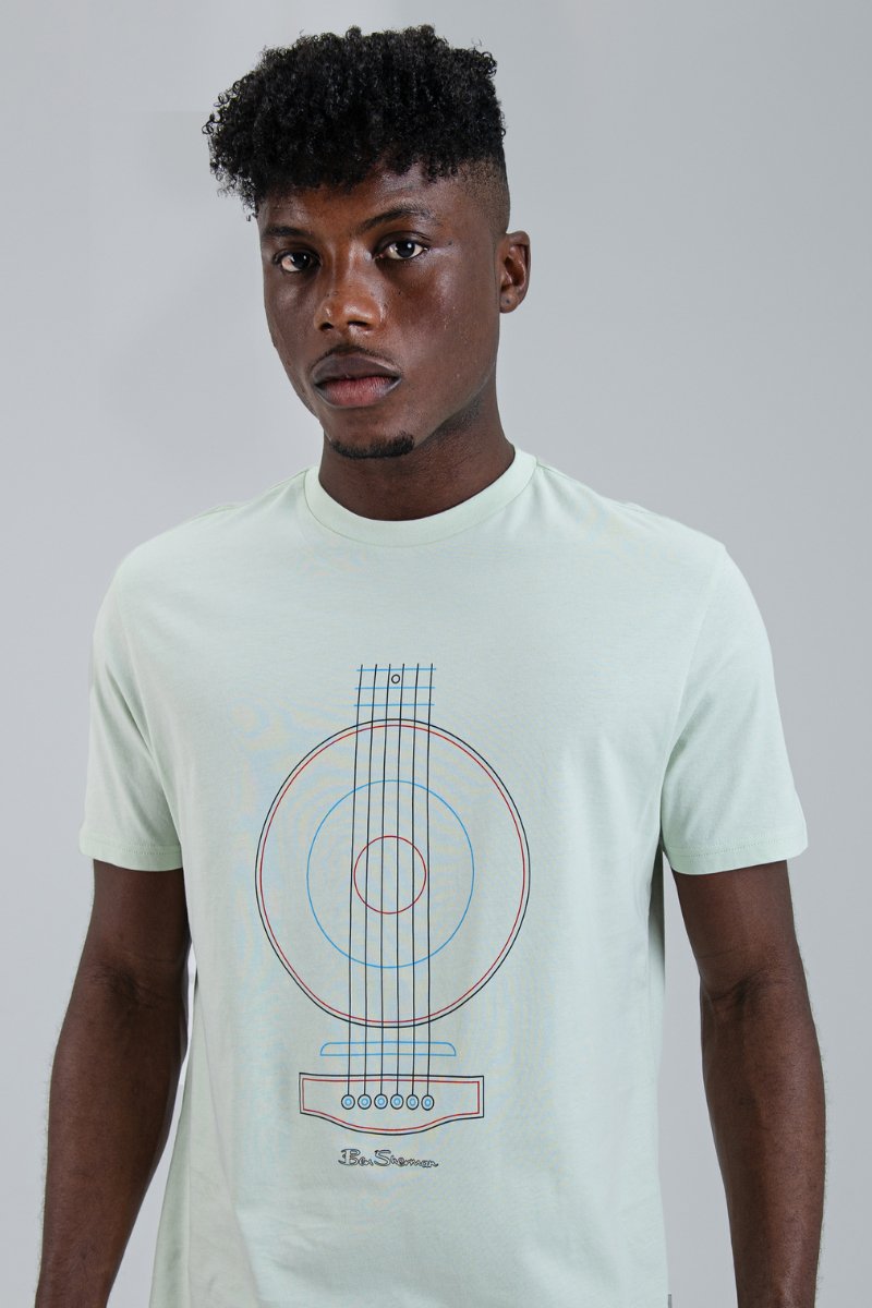 Ben Sherman W78220 Linear Guitar Tee Shirt Pistachio