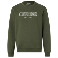 Guess Mens Basic Sweatshirt In Olive