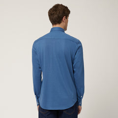 Harmont & Blaine Cnn001012804I  Linen Blend Jersey Shirt Blue