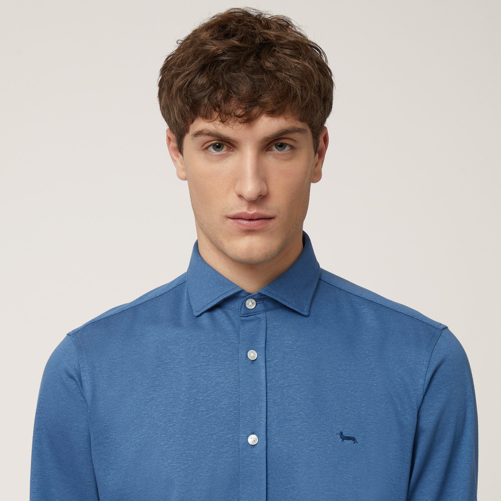 Harmont & Blaine Cnn001012804I  Linen Blend Jersey Shirt Blue