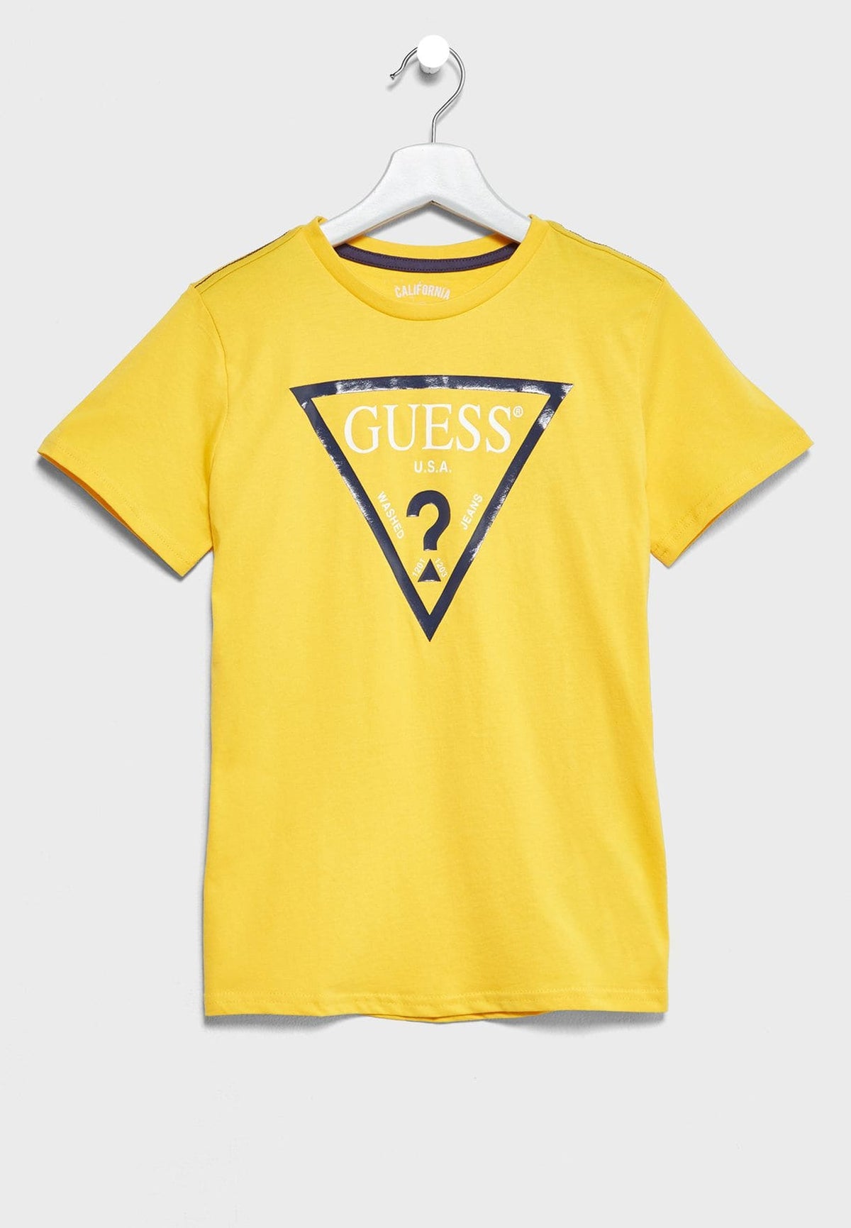 Guess Boys Triangle Logo T-Shirt In Yellow