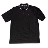 Polo Mens Plain Double Mercerised Tipped Button Short Sleeves Golfer In Black