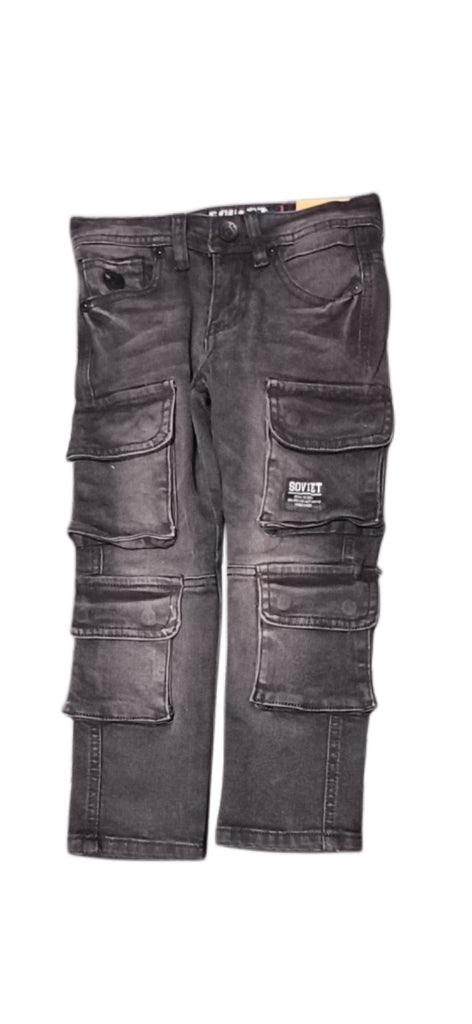 Soviet Boys Franco Cargo Pocket Denim Jeans In Black