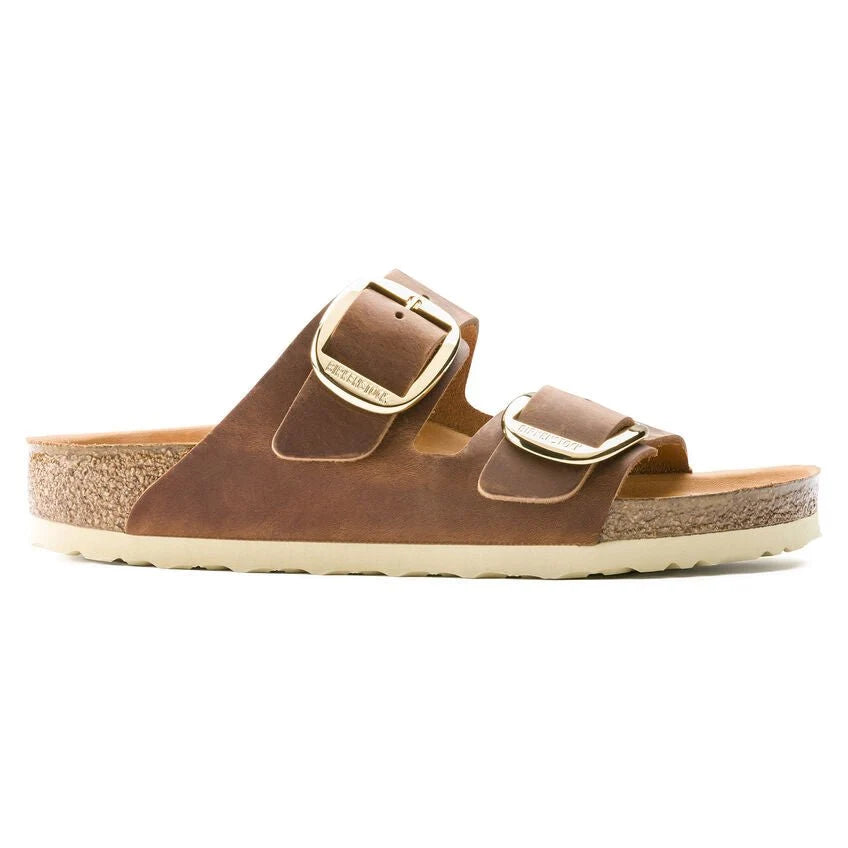 Birkenstock Womens Arizona Big Buckle Oil Leather Sandal In Cognac